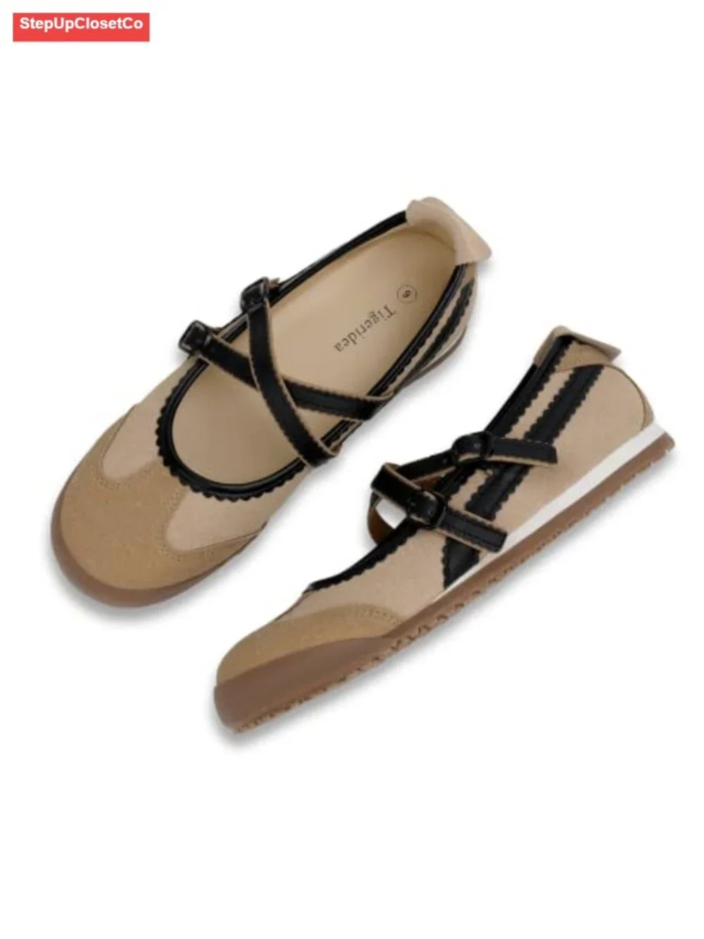 Mary Jane Fashion Sneakers Two Strap Rounded Toe Ballet Flats Women